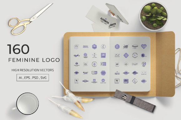 Download 160 FEMININE LOGO SET - Feminine logo Collection